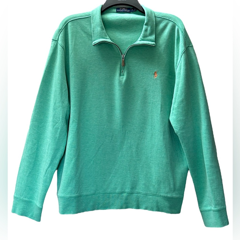 Ralph Lauren Polo Textured Quarter Zip Sweater Long Sleeve Green Size XL - Picture 2 of 11